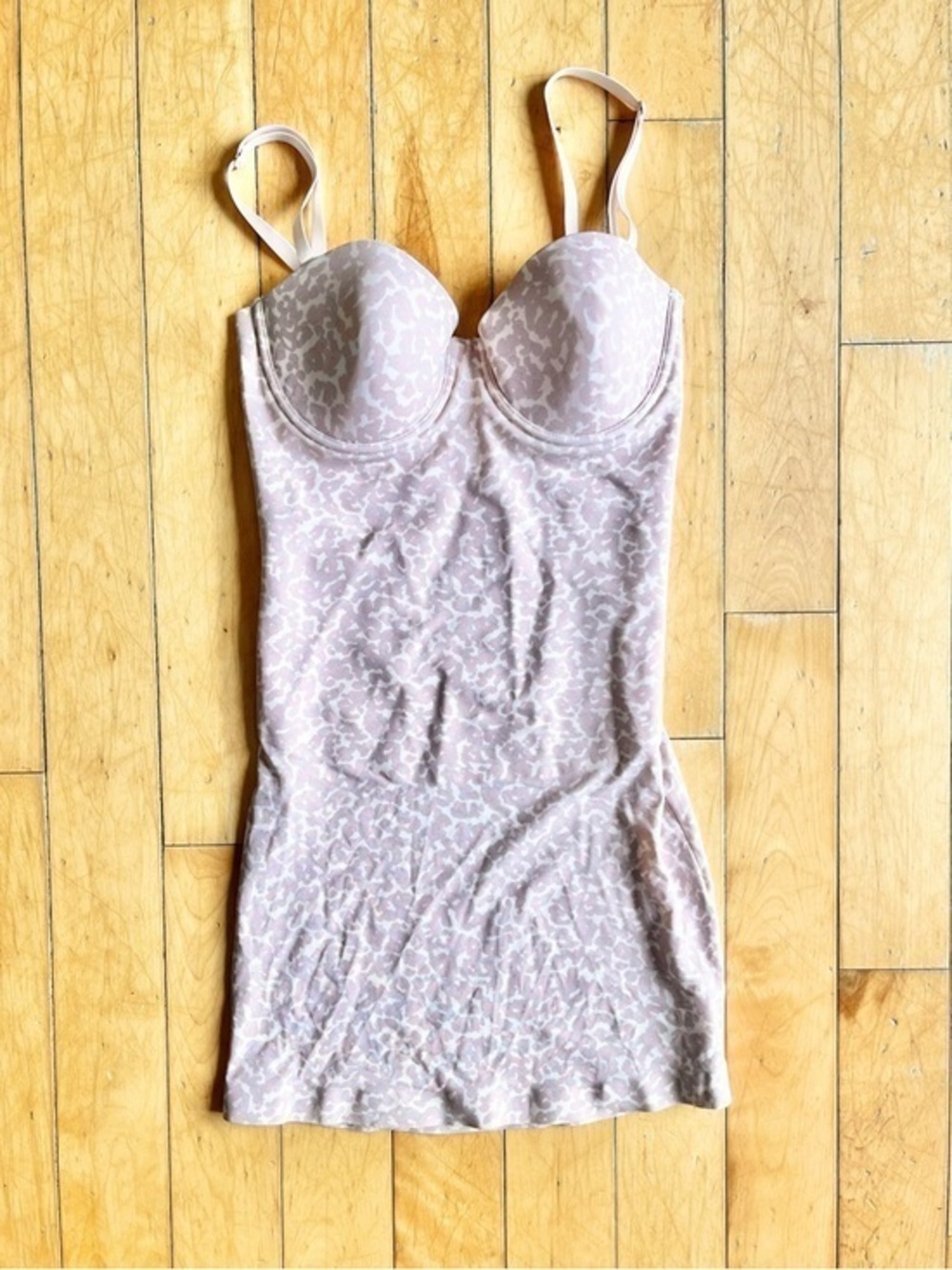 Skinnygirl Light Pink Animal Print Shapewear Slip Dress size Medium